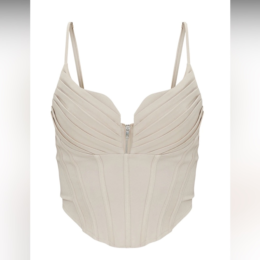 Cream Pleated Corset Top